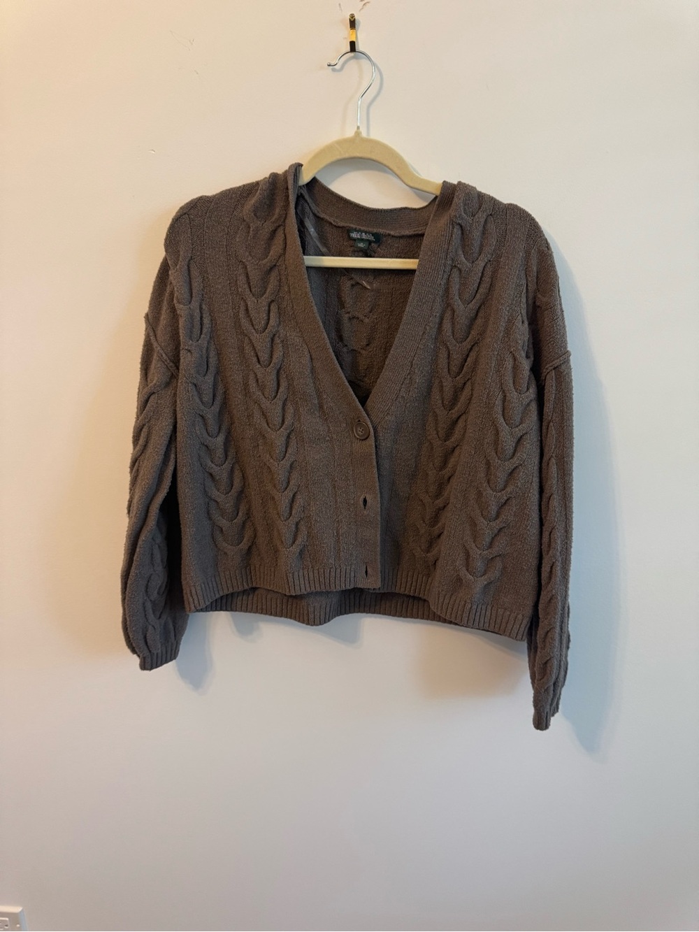 wild fable Cable Knit V-Neck Cardigan - Brown